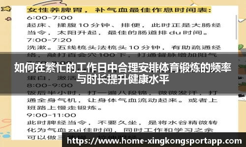 如何在繁忙的工作日中合理安排体育锻炼的频率与时长提升健康水平